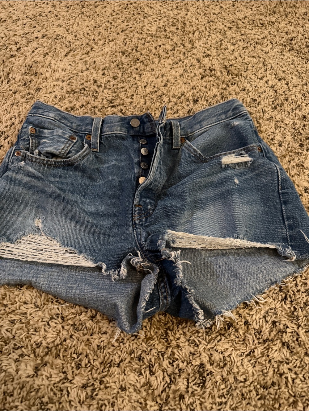 Levi's Blue Distressed Cutoff Jean Shorts